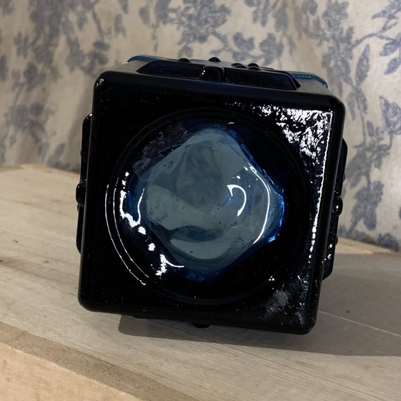 VTG Cobalt Blue Pressed Glass Christmas Tree 3” Square Candle Votive - Picture 7 of 8